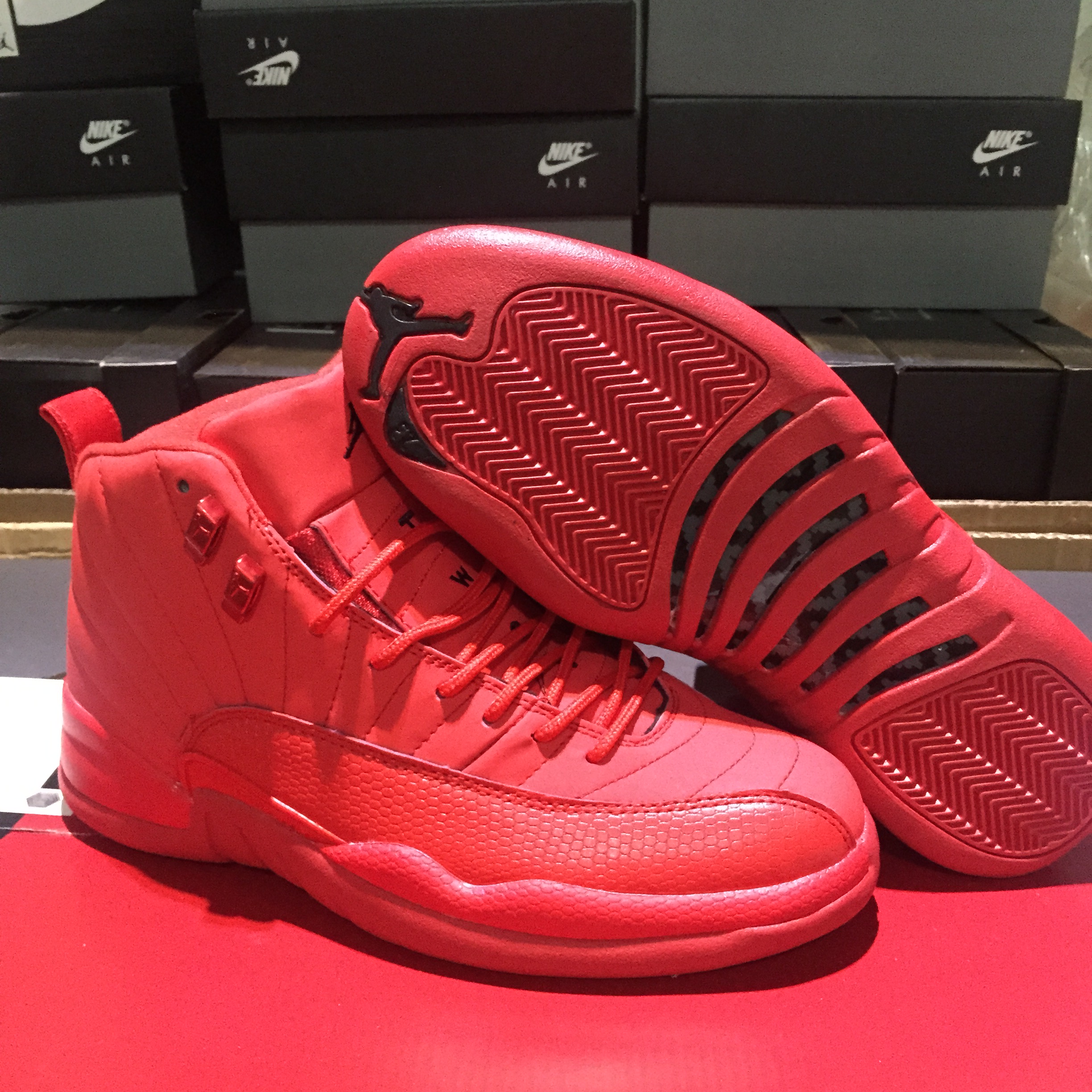 2018 Air Jordan 12 All Red Shoes - Click Image to Close